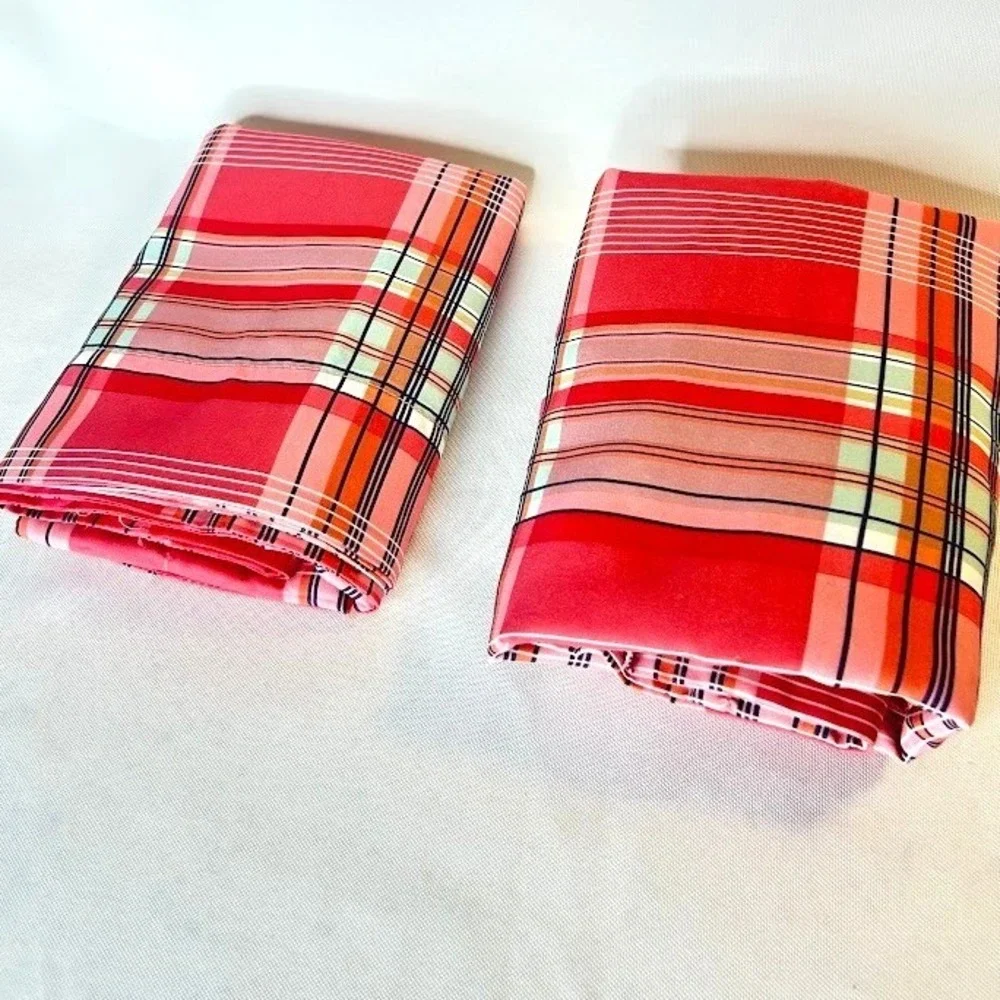 Tommy Hilfiger Twin Comforter Set Lot of 2 Coral Pink Navy Plaid with Shams